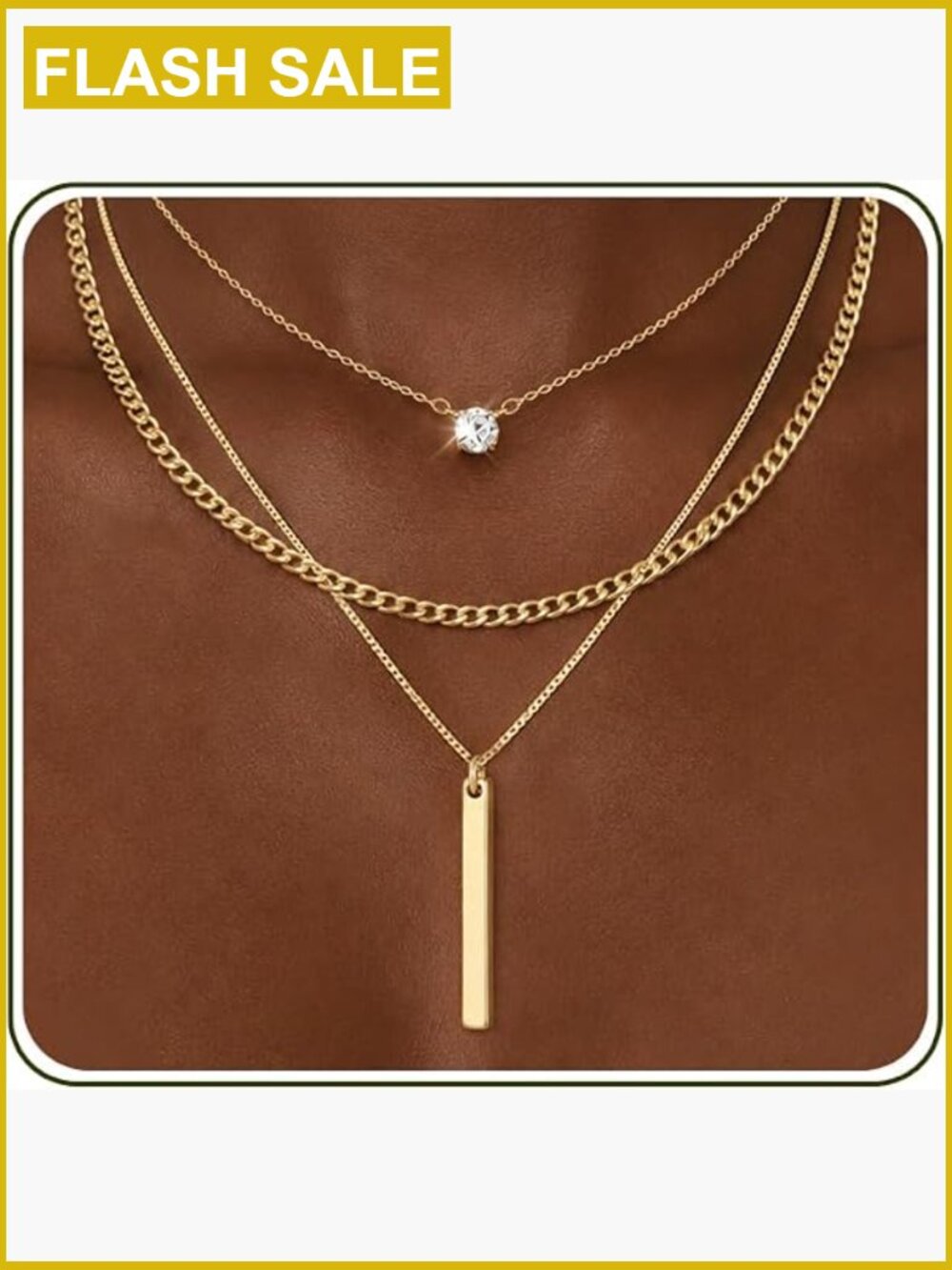 Layered Necklace Set 14K Gold Plated Dainty Stackable Pendant Necklace